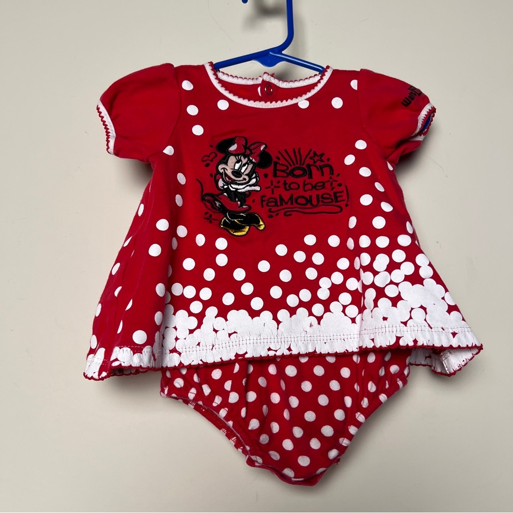 Disney Parks Infant 6 mo Minnie Mouse Born To Be Famouse Baby Girl Dress